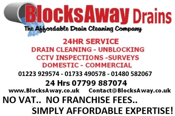 Emergency blocked drain cleaning for Huntingdon, Cambridge, Peterborough